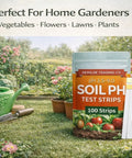 Soil pH Test Strips Kit For Gardens And Lawns, 100 Tester Strips, 3.5 To 9 Range, product packaging outdoors