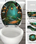 Toilet Seat Round Resin for Bathroom with forest scene design, fitting sizes 4-7 inches, suitable for various models.