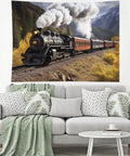 Steam Locomotive Train Wall Tapestry Poster Ultra Soft Polyester Backdrop For Bedroom Cozy Vibes Vintage Style Wall Hanging Decor