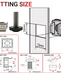 Badass M6 Cage Nuts With 16mm Screws For Rack Mount Server Cabinets And Network Gear Nickel Plated Rust Resistant Server Rack Hardware 100 Piece Set No Sweat Install Setup fitting size diagram with measurements of cage nut and bolt