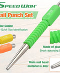 Killer Gear 3 Piece Nail Punch And Setter Kit Featuring 1 32 1 16 And 3 32 Inch Sizes with color-coded tips and shock-absorbing grips.