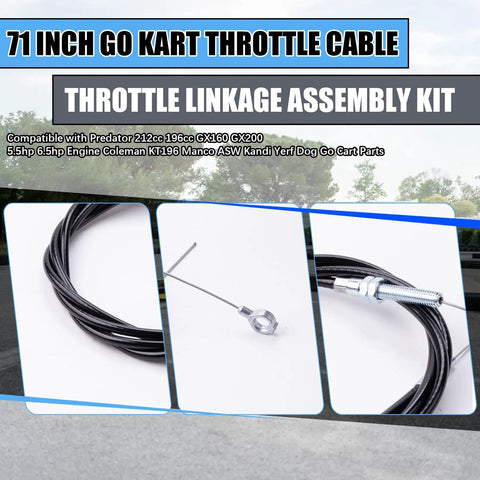 71 inch Go Kart Throttle Cable And Throttle Control Assembly Kit for Predator 212cc and 196cc Engines and Coleman GX160 GX200