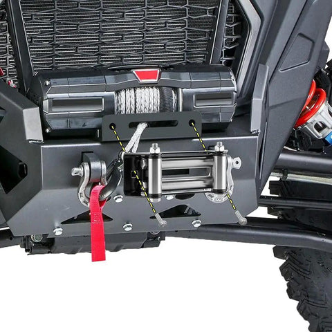 6 Inch Winch Roller Fairlead Cable Guide For 4000-5500 Lbs UTV Winches Beefy Built Synthetic Rope Protector Reduces Friction Smooth Durable Roller Fairlead For Off Roading Adventures, installed on UTV front winch