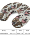 U Shaped Neck Pillow For Travel And Office Napping Reusable Lightweight Multi Functional Cushion For Airplane Train And Car Rides Soft Durable Polyester Fabric Cozy Travel Buddy For Pitbull Dog Lovers, featuring pitbull design. Size: 29cm x 29cm x 10cm.