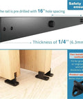 Five Foot Single Track Barn Door Hardware Kit for Double Wooden Doors With Flat Track Rollers Low Ceiling Friendly Smooth Quiet Sliding System For Home Or Office Use 5 Ft Track Kit showing installation and rail details