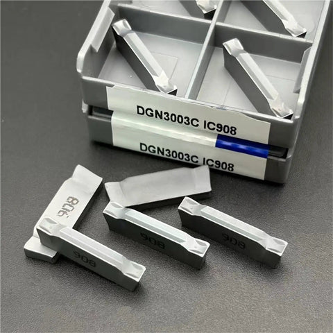 Pro Grade Carbide Turning Inserts 3Mm Grooving Tool Set For CNC Lathe, 10 Pack, DGN3003C IC908 on black surface