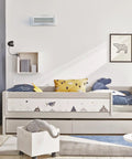 Magnetic Heat And Air Vent Deflector 8.5 To 15 Adjustable For Vents 2 Pack installed above a child's bed in modern bedroom.