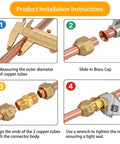 Product installation steps for Top Shelf 2 Pack 1/4 Inch Flare Nut Kit Solid Copper Pipe Extension Joint Connectors.