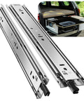 Heavy Duty Locking Drawer Slides With Lock, Full Extension Ball Bearing Rails, shown extended for RV use