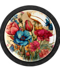 Colorful Flower And Butterfly Crystal Glass Cabinet Knobs Set Of 4, vibrant floral design, sparkly round pull, modern glam decor