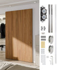 Concealed Wall Mount Sliding Barn Door Hardware Kit With Soft Close Mechanism Trackless Top Rail No Floor Track Modern Minimalist Look Durable Aluminum Alloy Fits Opening Width 27.6 to 47.2 Inches Door Not Included 1 Pack