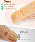 Comparison of Heavy Duty Wooden Hangers 20 Pack With Non Slip Pant Bar For Closets in smooth and rough finishes, top view
