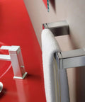 90 Degree Chrome Hand Towel Bar For Bathroom Durable Stainless Steel Toweling Rail near red sink and faucet