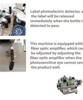 High Speed Fully Automatic Labeling Machine For Round Bottles Delivers Badass Efficiency With Touch Screen Interface photoelectric detector and fiber optic.