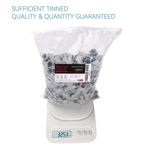 200 Pack Gray Wire Nuts With Winged Handles For Snappy Twist On Connections Awg 18 To 6 compatible insulated nylon housing weighs 325.3 grams.