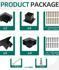 14 Piece 30 Degree Slanted Pergola Bracket Kit For 4x4 Wood Posts with screws, wrench, sleeve included, steel construction