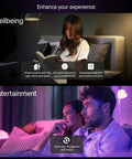 Smart Lighting Starter Kit With Bridge And Four Color Ambiance E26 Bulbs, 2200K To 6500K Dimmable in a living room setting