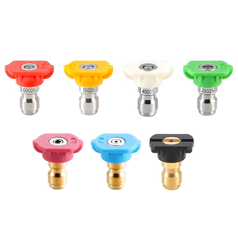 Pressure Washer Nozzle Tips Kit Seven Pack With One Quarter Inch Quick Connect For Power Washers Two Point Five GPM Includes 0 Degree 15