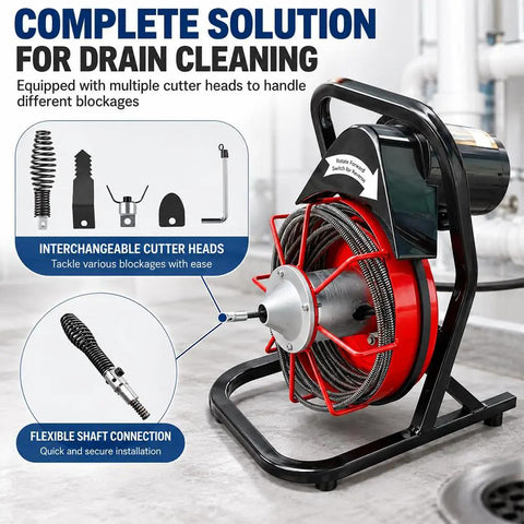 Eight Piece Heavy Duty Drain Snake Kit With Spiral Spring And Razor Sharp Cutter Heads, showcasing drain cleaning solution with multiple heads.