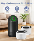 2 Pack H13 Filter For Fillo Halo Mooka Allo Replacement 3 In 1 High Efficiency Filtration with air purifier on table