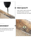 Drill inserting 100 Pcs T25 Plum Wood Screws Set Self-Tapping Pocket Hole Plaster Dowel Fasteners into wood surface
