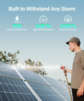 Man rinsing High Efficiency Bifacial 100W 12V Solar Panel With 9BB Monocrystalline Cells for Battery Charging with hose