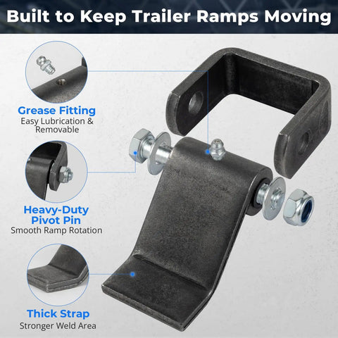 Heavy Duty Weld On Trailer Hinges With Grease Fitting For Dump Trailers, Utility Gates And Trailer Doors, strap style hinge.