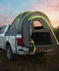 8-Foot Pickup Truck Bed Tent For Two, Double Layer Waterproof Shelter With PU2000mm Rating on white truck at sunset, open view