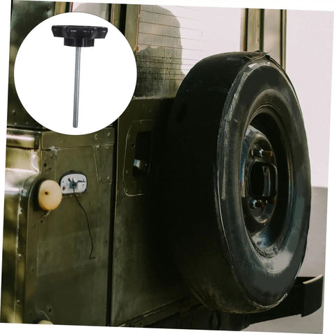 Heavy Duty Car Spare Tire Hold Down Bolt Replacement With Durable Metal And Plastic Build Easy Install Spare Wheel Carrier Hardware shown with back of car with mounted spare tire