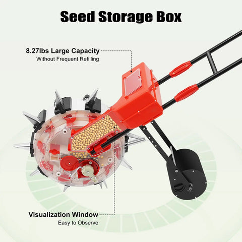 Hand Push Seed Seeder With Ten Seed Openings Portable Roller Planter For Corn Soy Peanut And Soybean 6 Inch Spacing