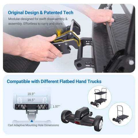 Electric Platform Truck 661 Lbs Capacity Heavy Duty Flatbed Cart With 1000W Motor showing modular design and compatibility features.