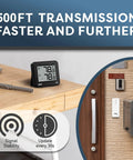 Indoor Outdoor Thermometer Wireless Digital Gauge With 500Ft Remote Temperature Monitor For Home And Patio, shown on a desk and wall.