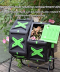 37 Gallon Dual Chamber Compost Tumbler With Sliding Doors For Outdoor Gardens Built Tough Rotating Bin With Metal Base