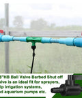 3/8 Inch Ball Valve Barbed Shut Off Valve With 2 Way Hose Barb installed on irrigation system