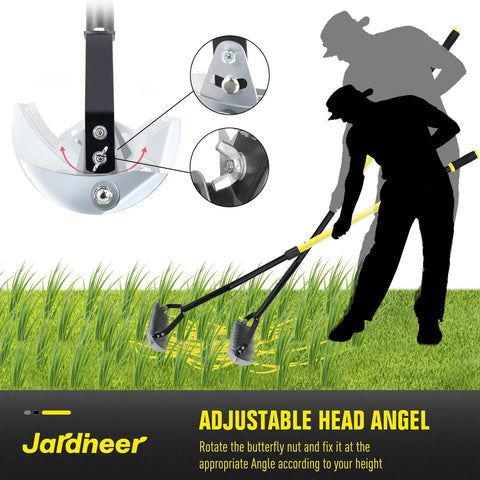 Long Handle Thatch Rake For Lawns With Adjustable Head Manual Dethatcher For Dead Grass Removal with ergonomic handle in use