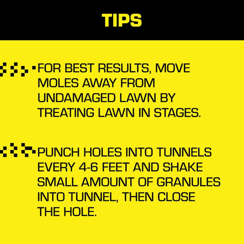 Tips for using Castor Oil Based Mole And Gopher Repellent Granules For Lawn And Garden Kick Burrowers To The Curb, safe for kids and pets.