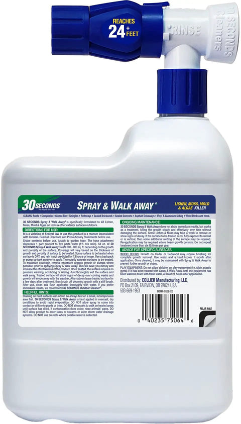 Back view of Spray And Walk Away Hose End Sprayer Kit 64 Ounce Three Pack Outdoor Surface Cleaner bottle