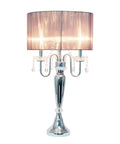 Romantic Sheer Shade Hanging Crystals Table Lamp For Cozy Glam Vibe Crystal Draping Chrome Finish 31 Inch Tall 16 Inch Shade
