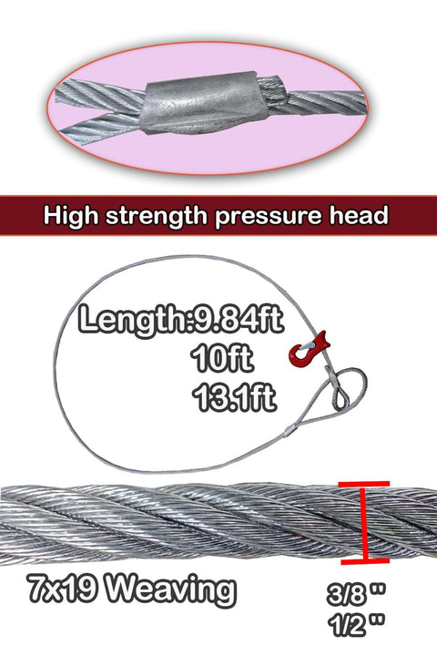 Beefy Single Leg Wire Rope Sling One Half Inch Diameter Ten Foot Rigging Cable with Flemish Loop and Thimble Detail