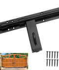 Heavy Duty 17-Inch Carbon Steel Slide Bolt Latch For Barn Doors And Fences Built Tough Security Lock For Warehouses And Entry Gates Left Or Right Hand Mount Weld Or Screw Mount Patent Pending shown with installation examples and screws.