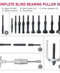 Blind Hole Collet Bearing Puller Set With Slide Hammer 16 Piece Inner Bearing Extractor Kit showing various components.