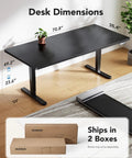 Huanuo 70x35 Inch Electric Standing Desk With Three Stage Brushless Motor Black showing dimensions of 49.2 to 23.6 inches.