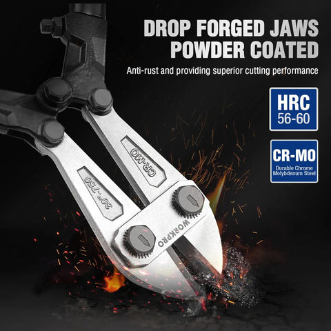 Beefy 30 Inch Heavy Duty Bolt Cutter With Chrome Molybdenum Jaws And Soft Rubber Grips For Cutting Chain Wire Screws And Rivets