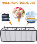 Total Closet Game Changer 3 Pack Seven Grid Foldable Bins With Grippy Handles Ultra Spacious Storage Boxes for organized socks and gear.