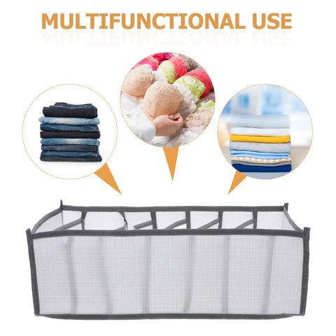Total Closet Game Changer 3 Pack Seven Grid Foldable Bins With Grippy Handles Ultra Spacious Storage Boxes for organized socks and gear.