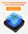 Pro Grade Digital Hygrometer And Indoor Room Thermometer With Swiss Sensors, Ultra Accurate Humidity Gauge With 0.5F Temperature Tolerance And Two Percent RH Range, 10 Second Update Rate For Precise Climate Tracking. Black square digital hygrometer display