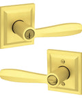 Torrey Pines Entry Door Handle Reversible Lever With Keyed Lock And SmartKey Rekey Technology, Microban Protection, Satin Brass Finish