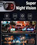 4K Front And Rear Dash Cam With Fast 5GHz WiFi Hands Free Voice Control Crystal Clear Footage at night with super night vision.