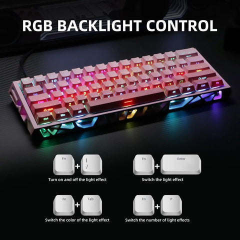 Dope Compact Mechanical Gaming Keyboard With 61 Hot Swappable Keys Offering 17 Flexible RGB Effects To Level Up Your Gameplay And Enjoy Smooth Typing Sessions, showcasing vibrant RGB backlight effects.