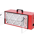 Hella Compact Tabletop Dust Collector Featuring Smart Dual Layer Air Filtration with open filter compartments.